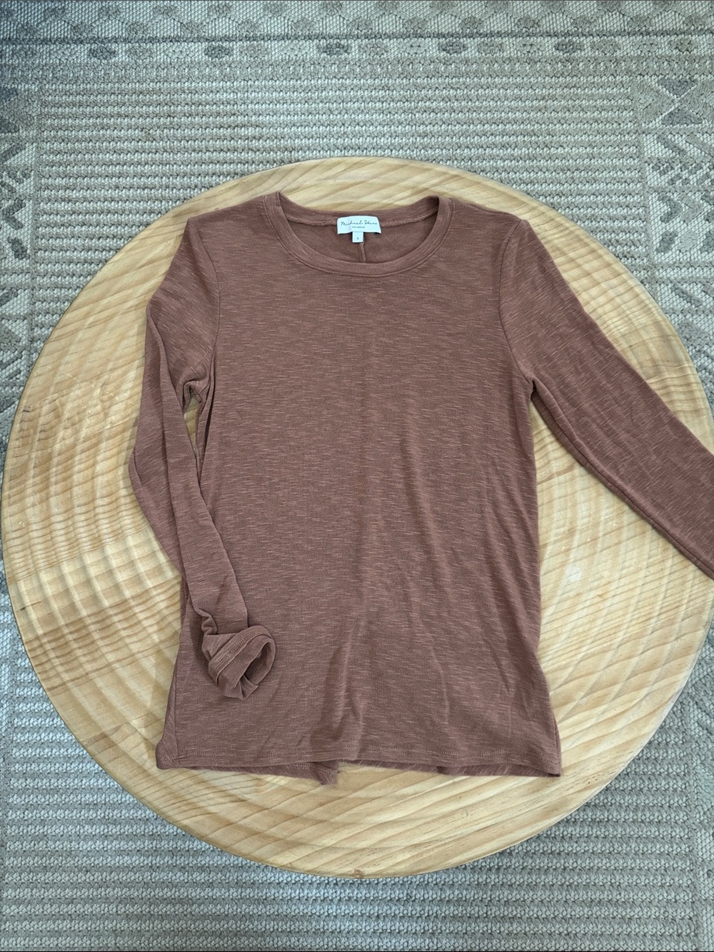 NWOT Michael Stars Long Sleeve Crewneck Top in Mauve Brown